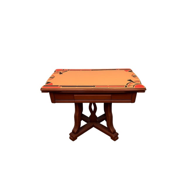 Art Deco Vintage Art Deco Enamel Top Dining Table & 4 Chairs – Rare Geometric Design For Sale - Image 3 of 8