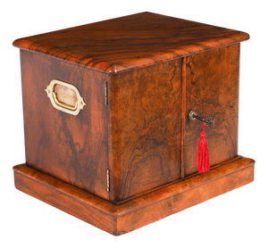 Antique Victorian Burr Walnut Cigar Humidor, 1870s