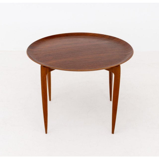 Mid 20th Century Fritz Hansen Teak Folding Tray Table For Sale - Image 5 of 9