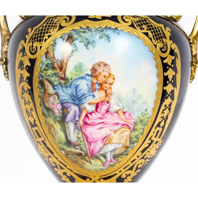 Paris Porcelain & Ormolu Mounted 3 Piece Mantel Set, Early 20th Century, Set of 3 For Sale - Image 12 of 18