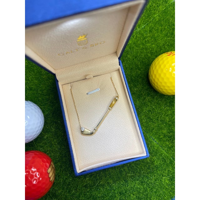 Early 21st Century Diamond Golden Tiger's Eye Golf Club Birdie Charm Yellow Gold Necklace Pendant For Sale - Image 5 of 18