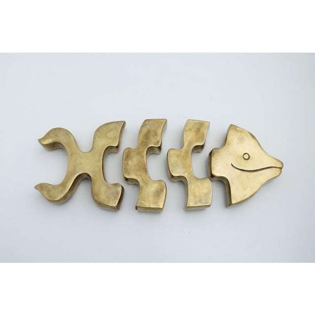 Late 20th Century Vintage Brass Fish Puzzle, Table-Top Decor For Sale - Image 5 of 10