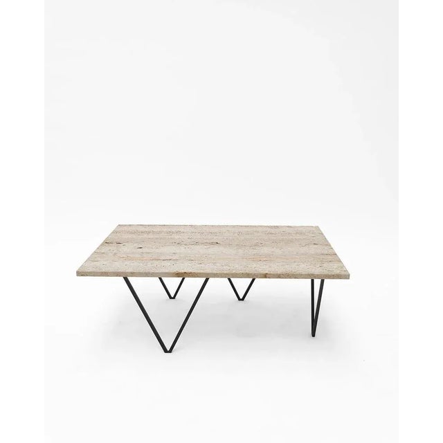Object 040 center table by ng design dimensions: d90 x w60 x h32 cm materials: powder coated steel, travertine/marble...