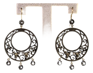 Gold and Silver Earrings with Zirconia Pendants, Set of 2