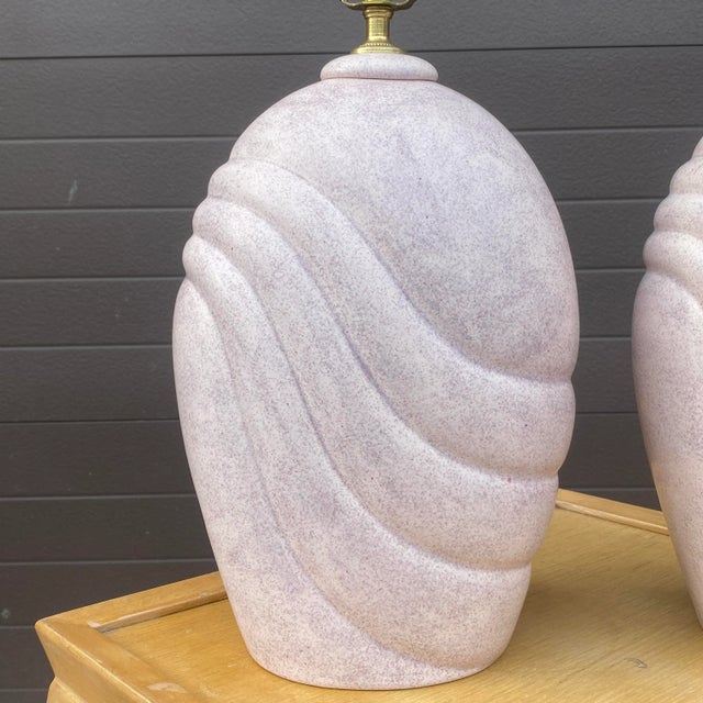1980s Modern Speckled Light Purple Table Lamps - a Pair For Sale - Image 11 of 13