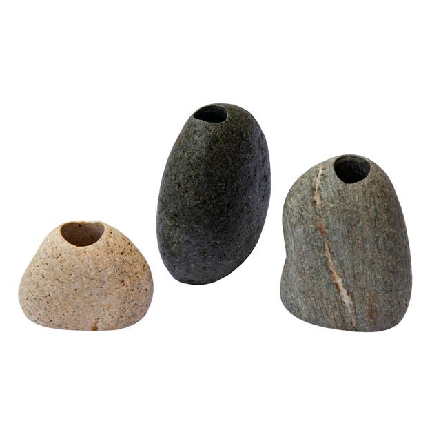 Stone Small Vintage Stone Bud Vases, Set of 3 For Sale - Image 7 of 10