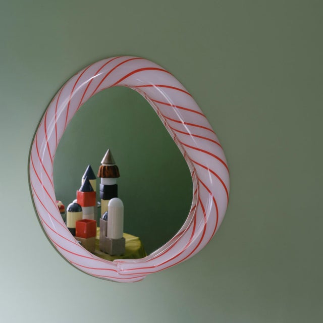 Large Candy Mirror in Striped Glass by Studio Berg For Sale - Image 9 of 14