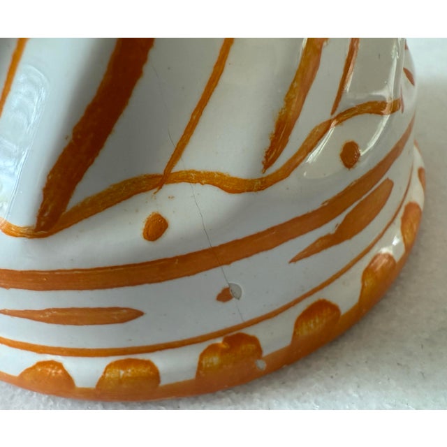 Set of 3 Ceramic Orange and White Hand Painted Molds For Sale - Image 11 of 12