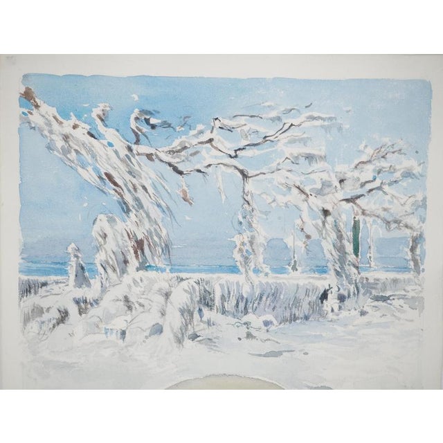 René Leverd, Snow-covered branches, Watercolor For Sale - Image 3 of 9
