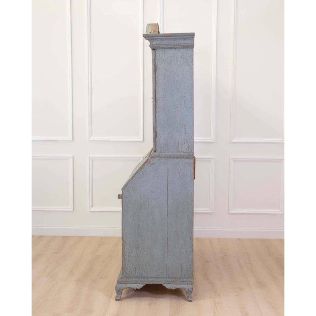Scandinavian 18th Century Blue-Painted Two-Part Bureau For Sale - Image 9 of 9