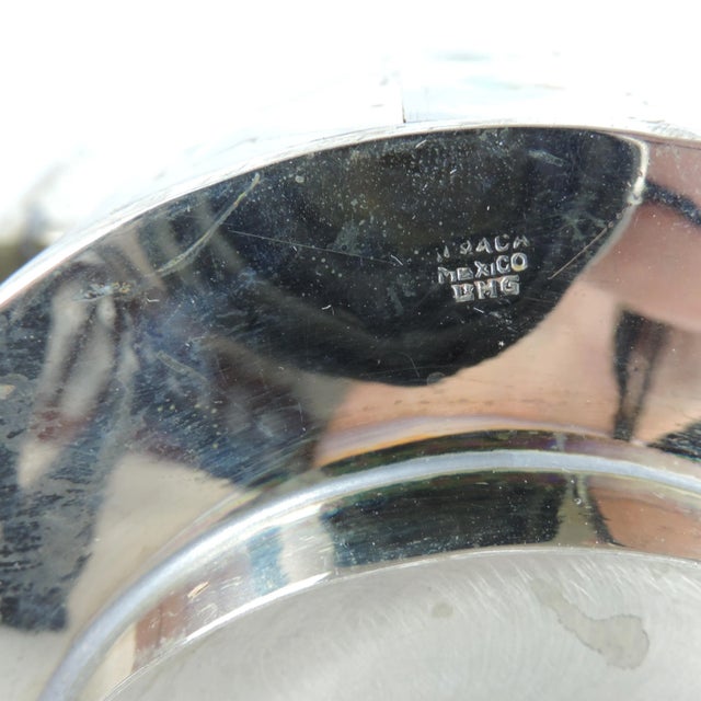 1960s Mid Century Alpaca Silver and Inlaid Abalone Pitcher and Cordial Set - 7 Pieces For Sale - Image 5 of 8