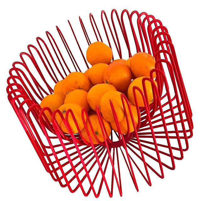 Offered is a red steel wire fruit / centerpiece bowl designed in the early 1990s by Ehlén Johansson for Ikea. The design...