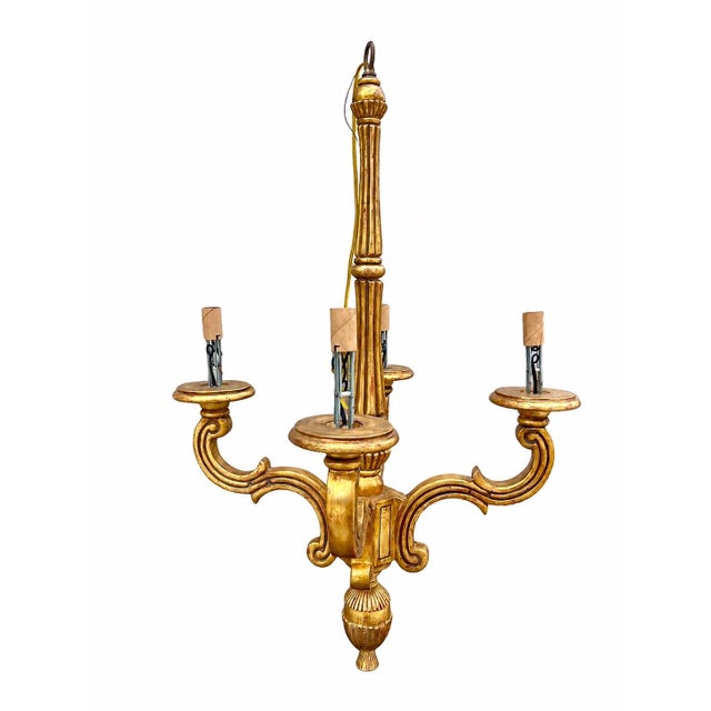 Traditional Panache Regency Gold Leaf Chandelier For Sale - Image 3 of 5