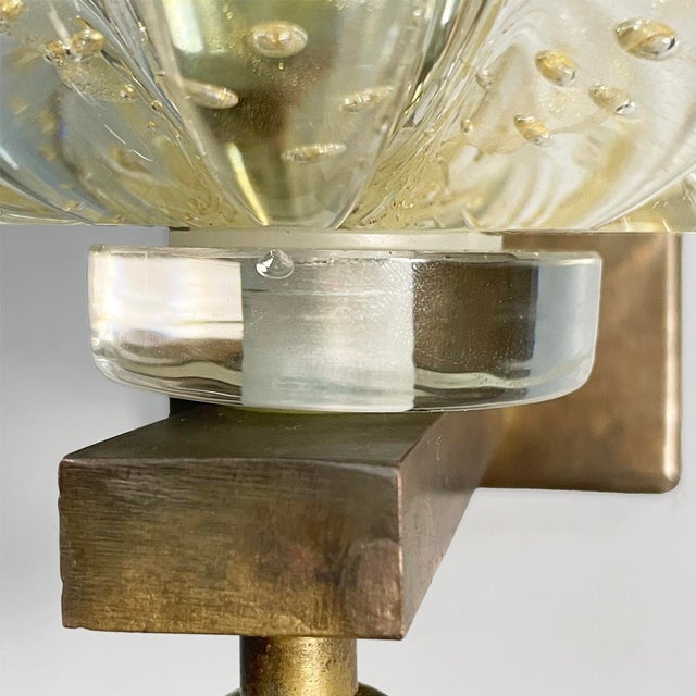 Mid-Century Italian Modern Murano Glass Wall Lamps attributed to Barovier & Toso, 1950s, Set of 2 For Sale - Image 10 of 14
