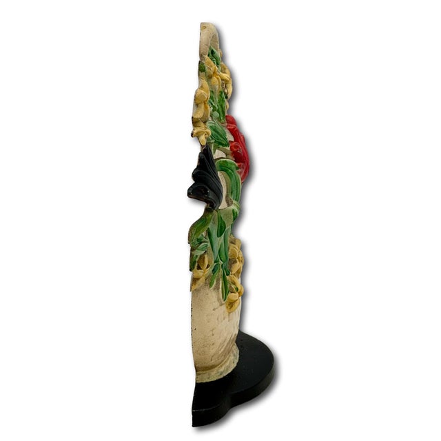 Hard to Find 1930s Hubley MFG Co. Tulips & Hyacinths Flower Basket Cast Iron Doorstop in Pristine Cond. For Sale - Image 15 of 18