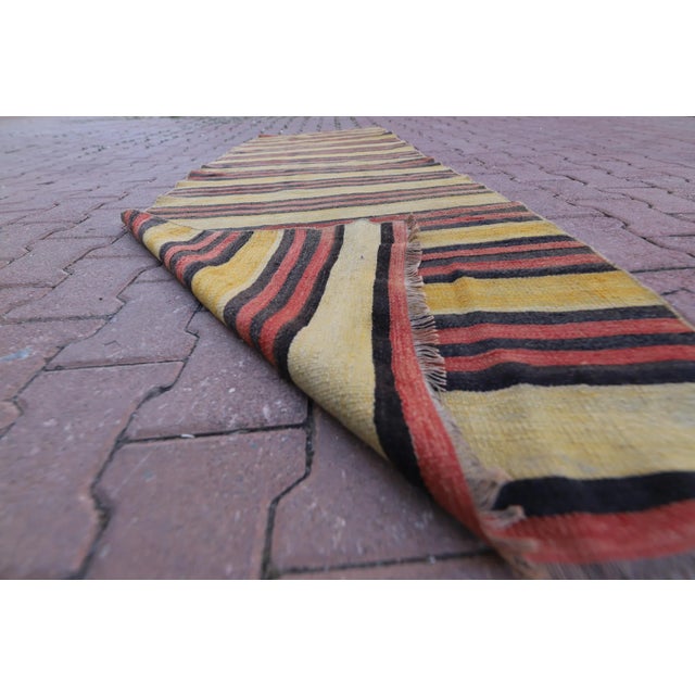 1960s Southwestern Striped Hand Knotted Nomadic Kilim Runner Rug For Sale In Sacramento - Image 6 of 13