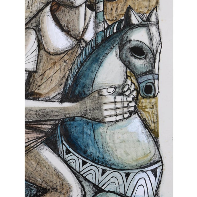 Artist: Lucio Ranucci, Italian (1925 - ) Title: Boy on Carousel Year: 1969 Medium: Watercolor on paper, signed and dated...