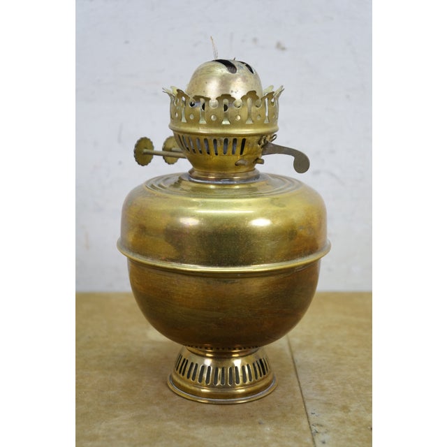 Late 20th Century AA Imports Brass Kerosene Hurricane Oil Lantern Sconce W Backplate Reflector For Sale - Image 9 of 17