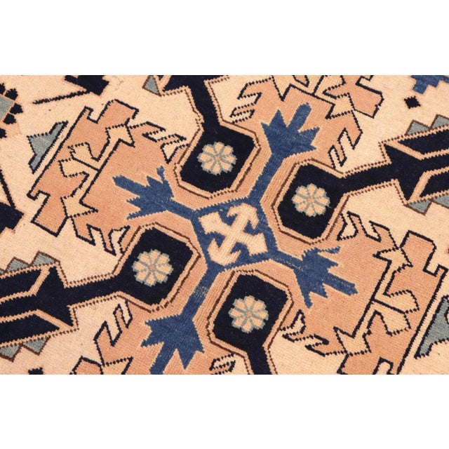 1970s 1970s Vintage Tribal Kargahi Beige/Blue Hand Knotted Rug For Sale - Image 5 of 10