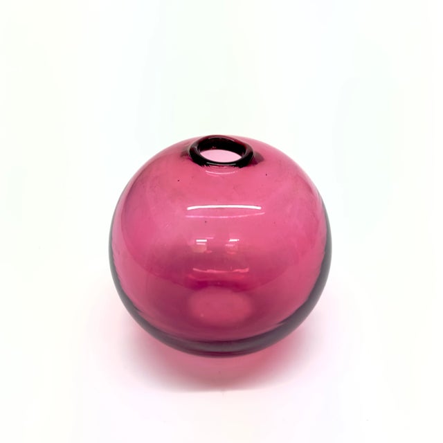 Pink Mid 20th Century Saturated Pink Glass Vase Curation - Group of 5 For Sale - Image 8 of 12