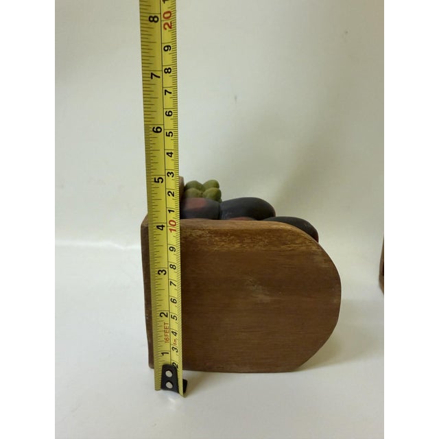 Vintage Mid-Century Modern Hand-Carved Fruit Bookends - A Pair For Sale - Image 9 of 11