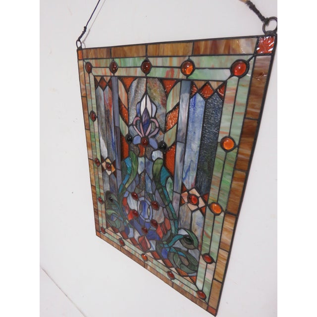 Antique Late Victorian Era Leaded Stained Glass Panel Circa 1890s