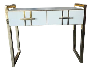 Glass Console Table with Two Drawers, 1980s