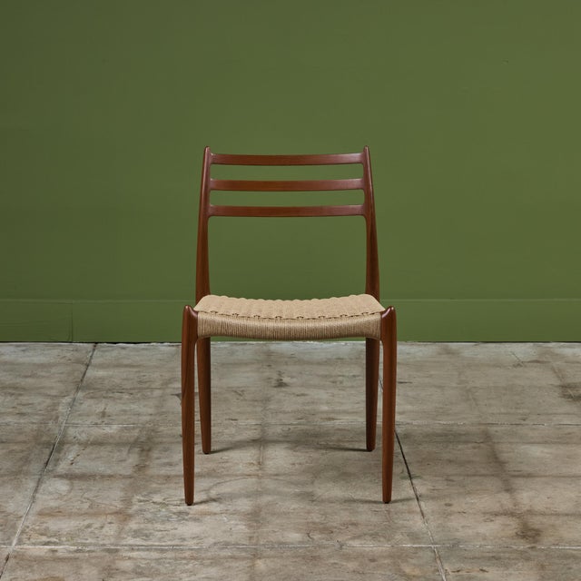 J.L. Møllers Møbelfabrik Model 78 Teak Dining Side Chair by n.o. Møller For Sale - Image 4 of 12