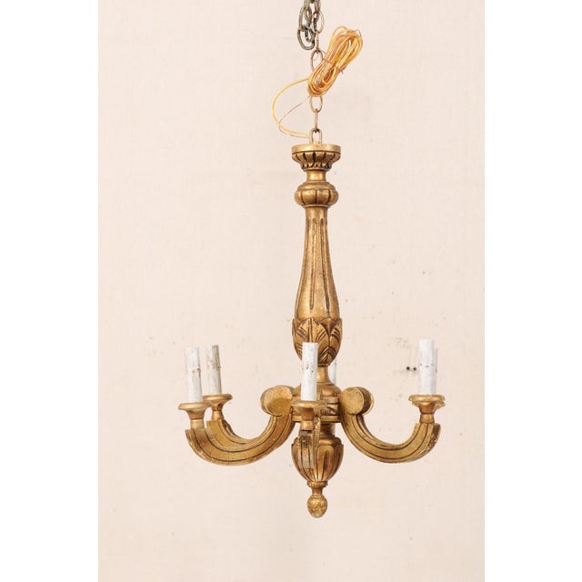 Gold Mid 20th Century French 6-Light Gilt Chandelier For Sale - Image 8 of 11