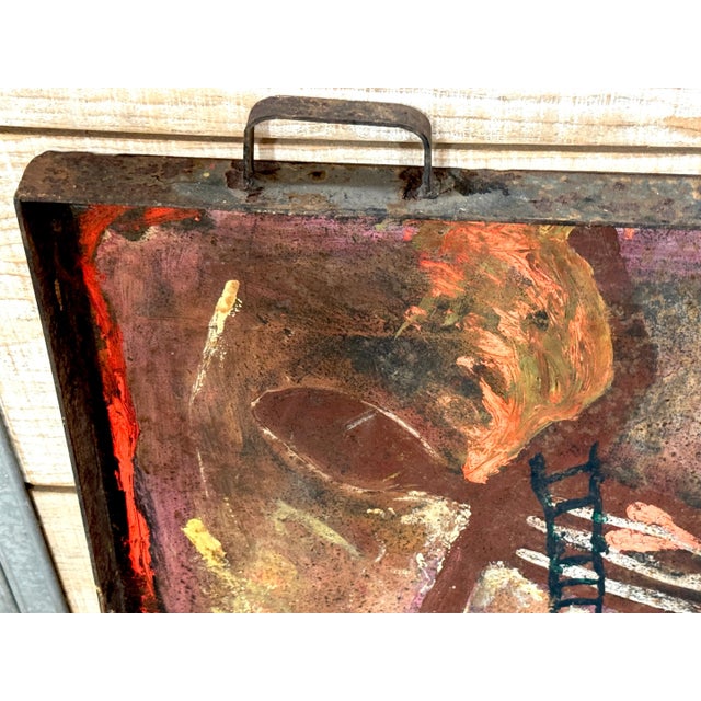 Purvis Young “Burning Man” Monumental Outsider Painting on Found Steel Tray For Sale - Image 17 of 18