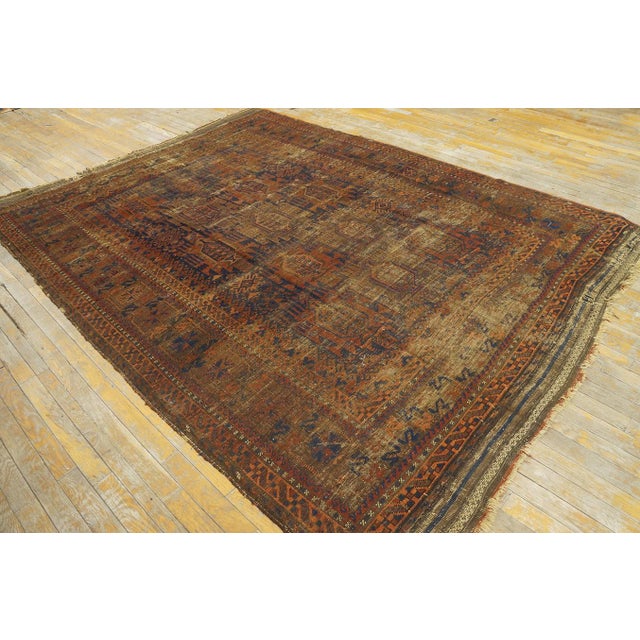 Textile 1890s Blue Navy Rustic Antique Persian Baluch Rug 6' X 8'4" Handknotted Wool Carpet For Sale - Image 7 of 10