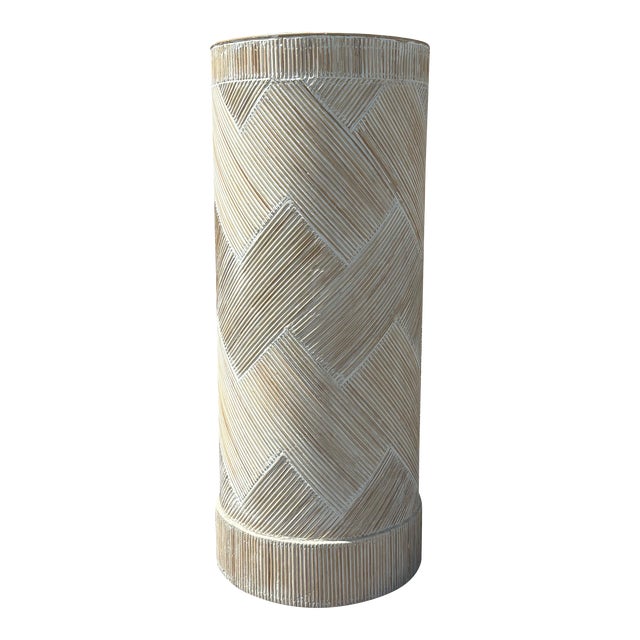 Vintage Coastal Geometric Pencil Reed Pedestal For Sale