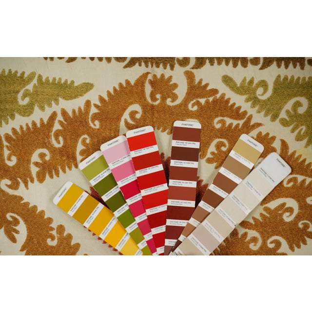 Beige Suzani Table Cover - Beige Tribal Embroidery For Sale - Image 8 of 10