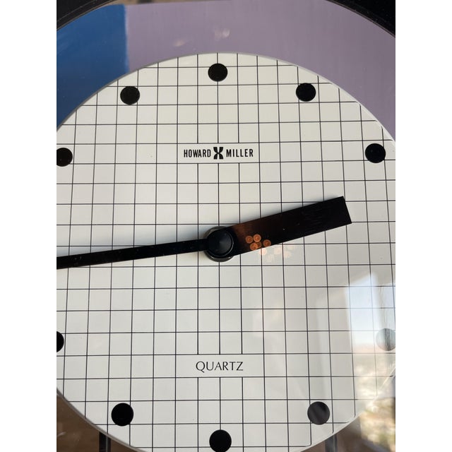 Howard Miller Vintage Howard Miller Black Memphis Era Postmodern Wall Clock Floating For Sale - Image 4 of 11