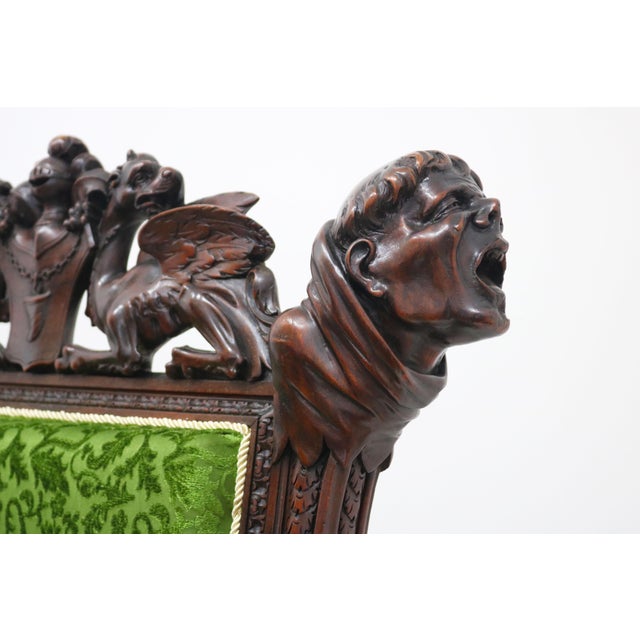 Antique Gothic Revival Armchairs by Victor Aimone, 1880, Set of 2 For Sale - Image 4 of 18