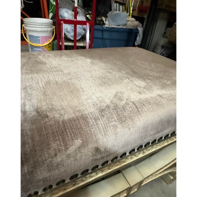 Purple Pair of Vintage Purple Velvet and Wooden Ottomans For Sale - Image 8 of 12