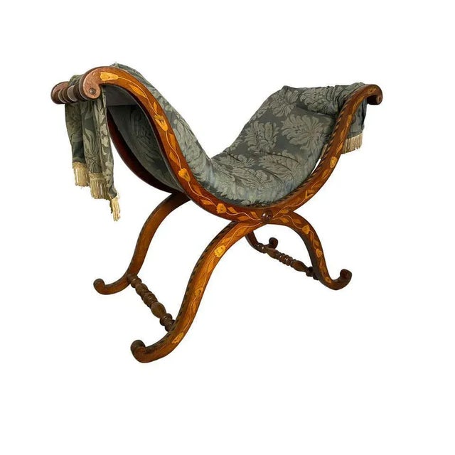 Dutch Walnut Inlaid Stool, 18th Century For Sale - Image 3 of 9