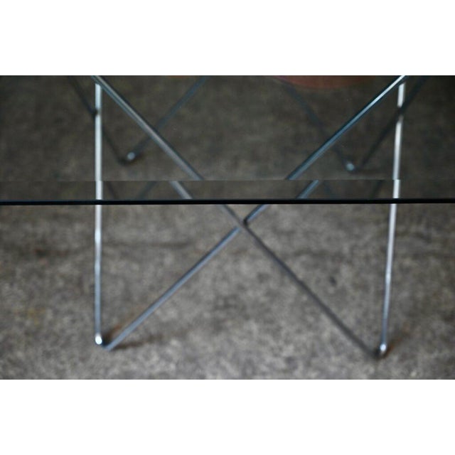 Postmodern Vintage Table with Eiffel Legs and Hexagonal Top in Beveled Glass, 1980s For Sale - Image 3 of 17
