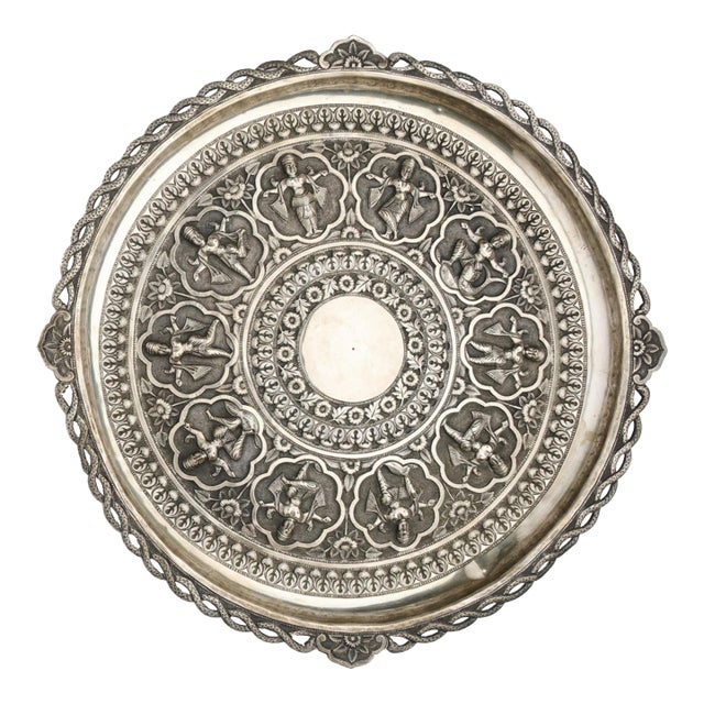 Late 19th Century Silver Salver Tray Probably Madras South India For Sale