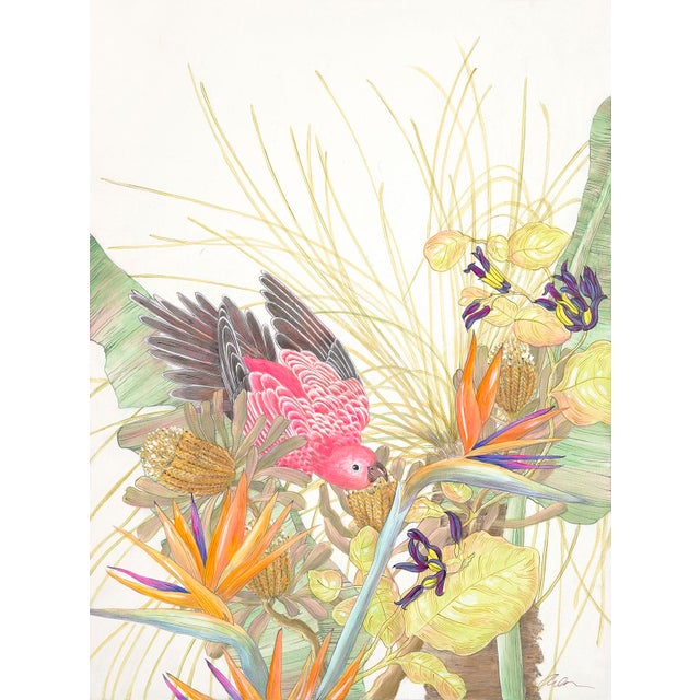 Contemporary Allison Cosmos "Bird of Paradise" Contemporary Painting For Sale - Image 3 of 3