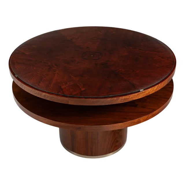 Art Deco Round Mahogany Coffee Table, 1930s For Sale