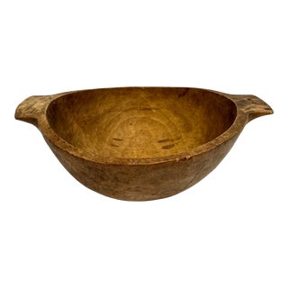 Vintage French Handcrafted Wood Dough Bowl For Sale