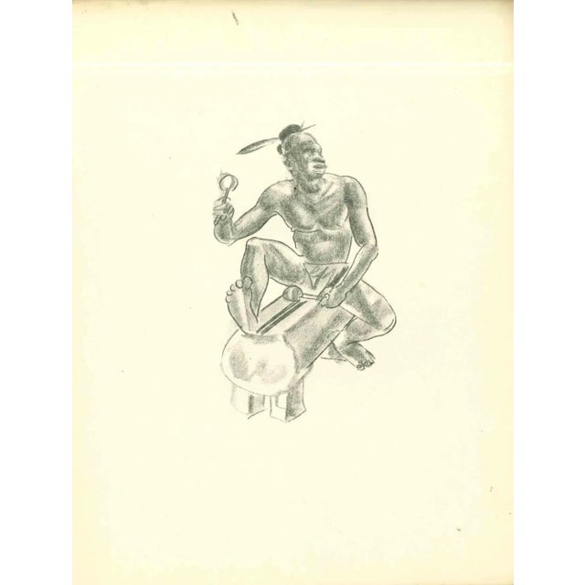 Musician is an original lithograph realized in the early 1930s by Emmanuel Gondouin, (Versailles, 1883 - Parigi, 1934)....