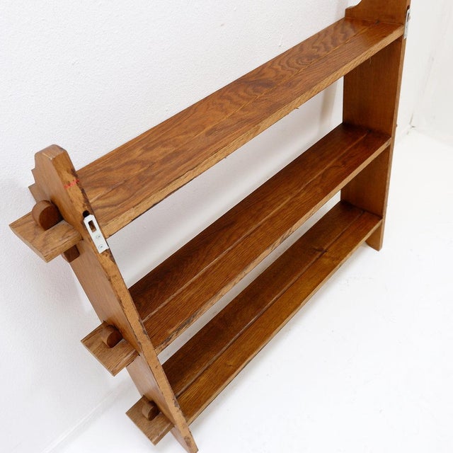 Arts & Crafts Style Pegged Wall Hung Shelves, 1960s For Sale - Image 6 of 13