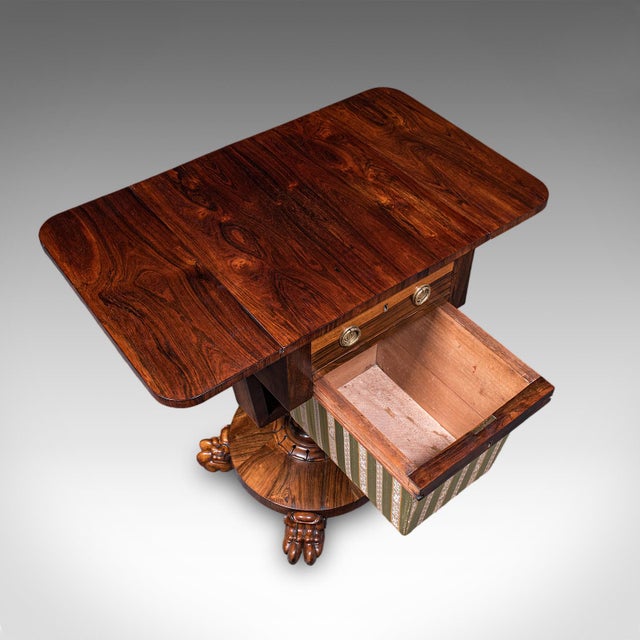Antique Ladies Hobby Table, English, Drop Leaf, Sewing, Parlour, William IV For Sale - Image 9 of 12