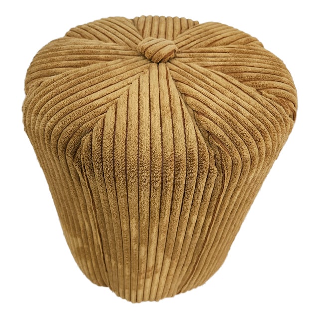 Vintage Mustard Corduroy Pouf, 1970s For Sale