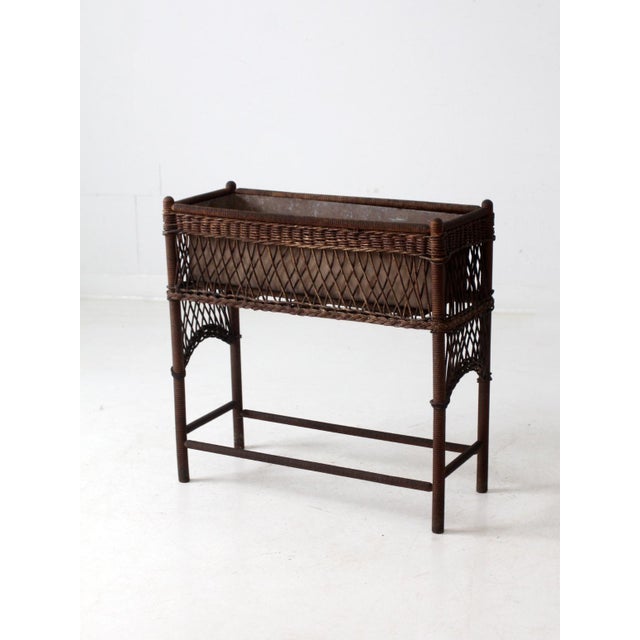 Victorian Antique Wicker Planter Stand For Sale - Image 3 of 12