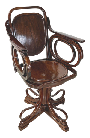 Austrian Art Nouveau Swivel Chair with Armrests in Wood, 1900s