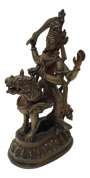Mid to Late 19th Century Nepalese Hindu Vishnu Riding Garuda Gilt Bronze Figure