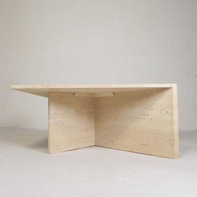 Mid-Century Travertine Coffee Table with Triangular Top, 1970s For Sale - Image 15 of 18
